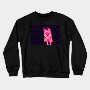 I Love Luz the Chorkie over Pink Hearts with Black Crewneck Sweatshirt